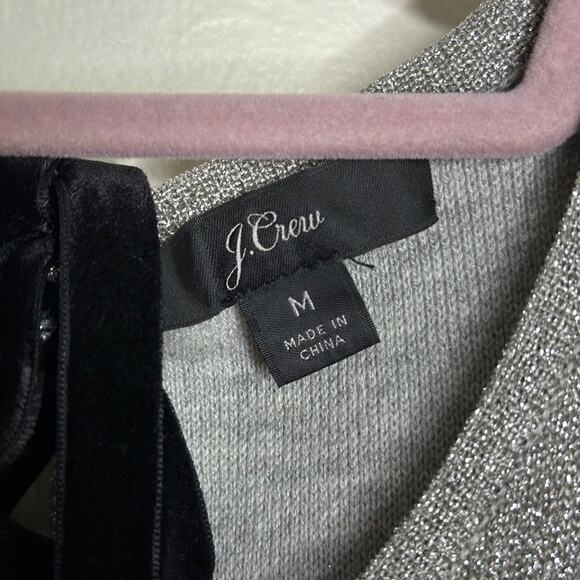 J. CREW Sleeveless Lurex Silver Metallic Knit Jumpsuit Velvet Tie {H21} - Picture 8 of 10